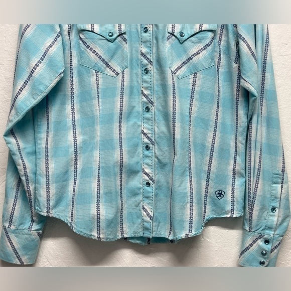 WOMEN’S Ariat Western Fitted Snap Shirt -M - Picture 6 of 11
